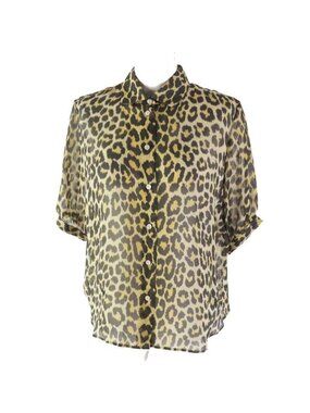 Christian Dior 141 B58 A6676 100% Silk BEE Embroidery Leopard Pattern Sheer